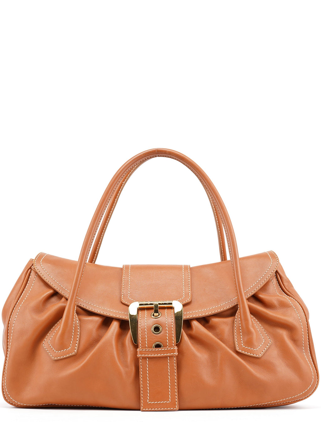 Light Brown Leather Belt Tote Bag