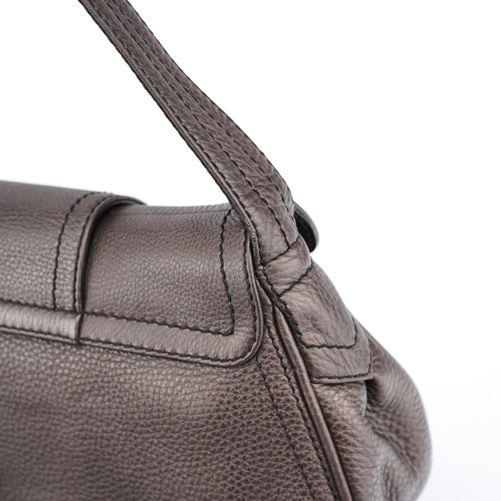Metallic Brown Leather Belt Shoulder Bag