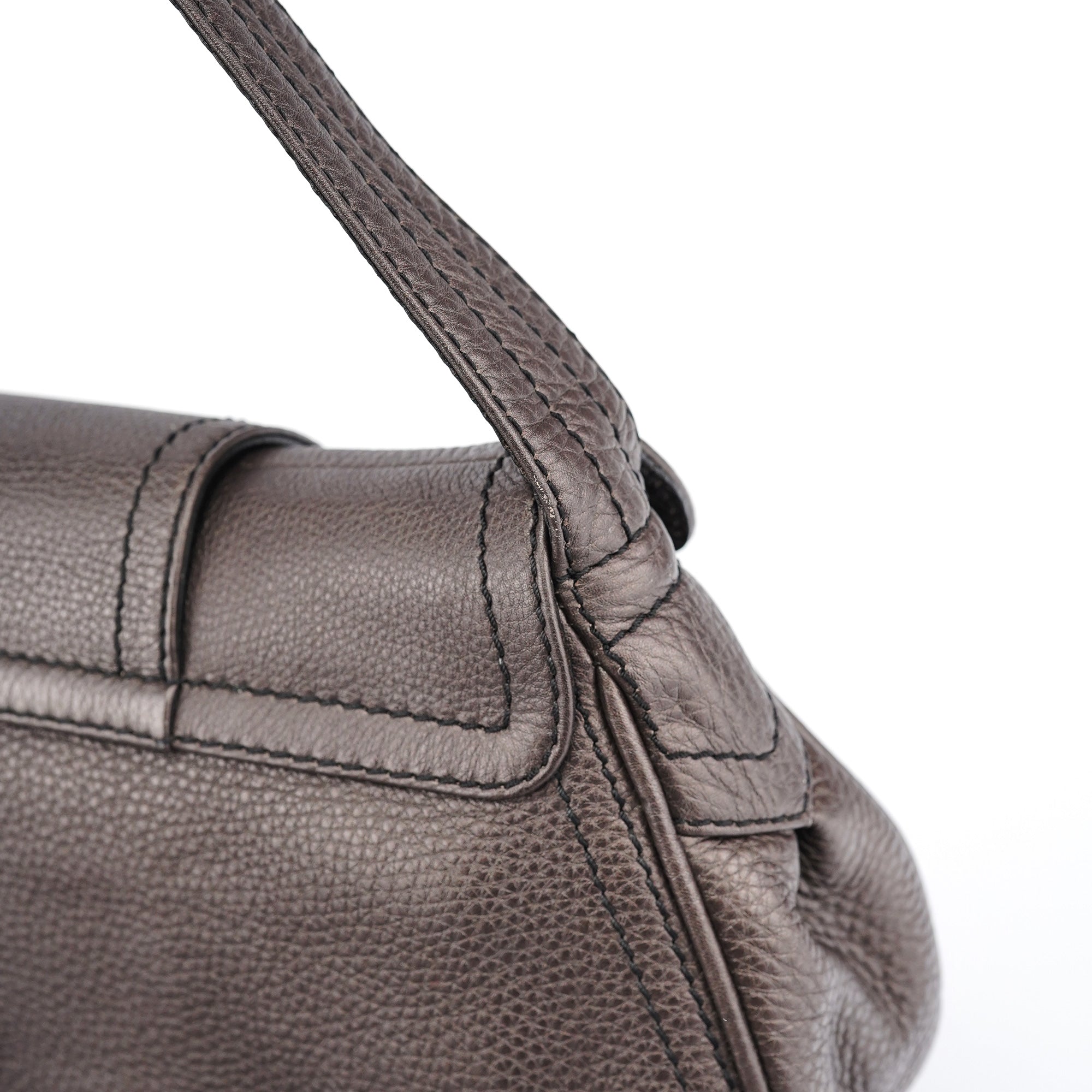 Metallic Brown Leather Belt Shoulder Bag