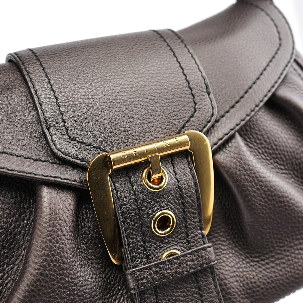 Metallic Brown Leather Belt Shoulder Bag