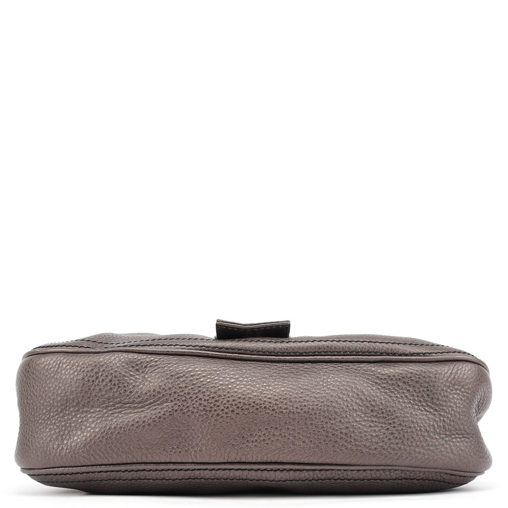 Metallic Brown Leather Belt Shoulder Bag