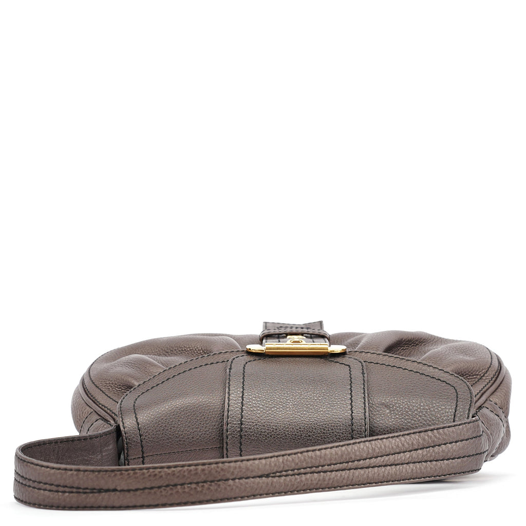 Metallic Brown Leather Belt Shoulder Bag