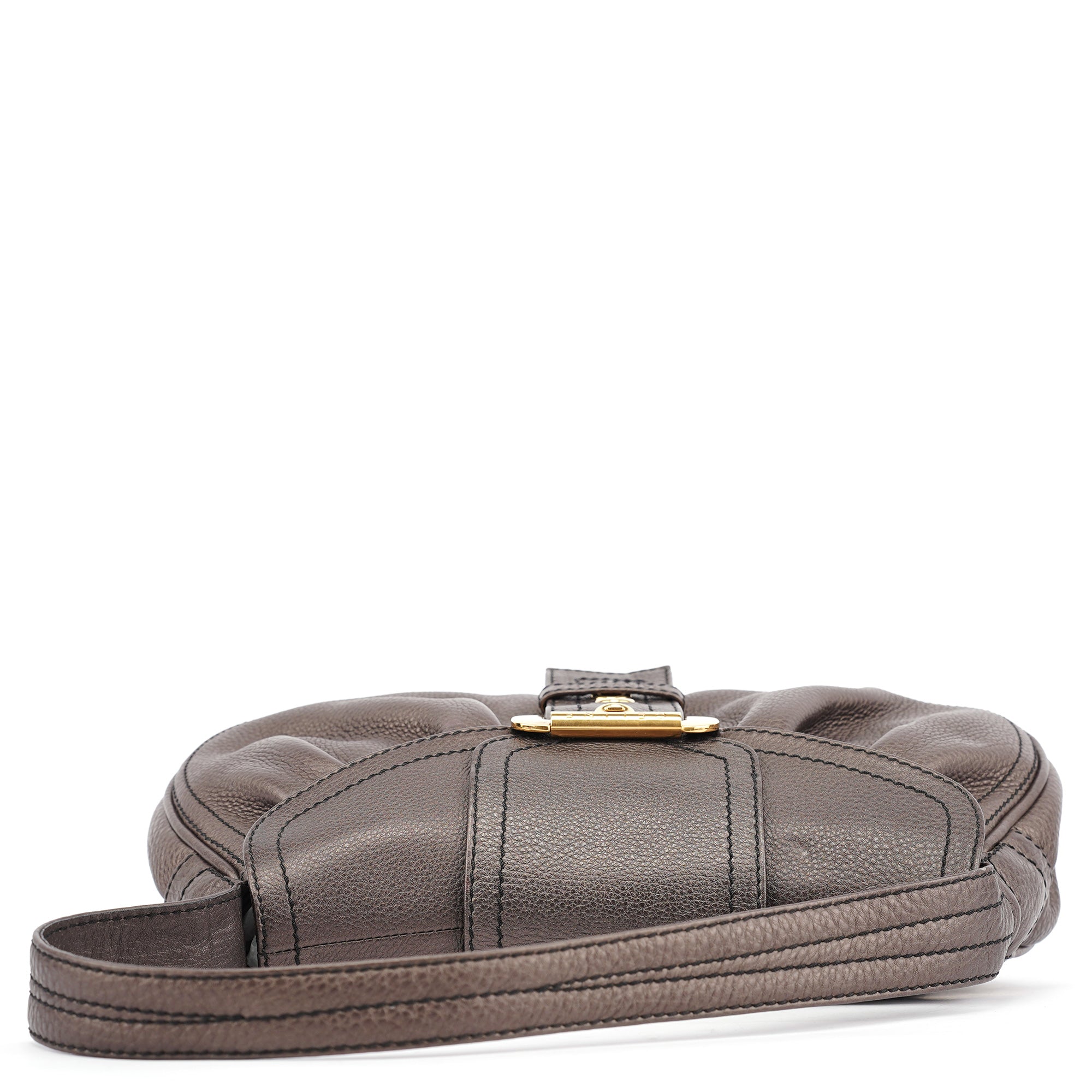 Metallic Brown Leather Belt Shoulder Bag