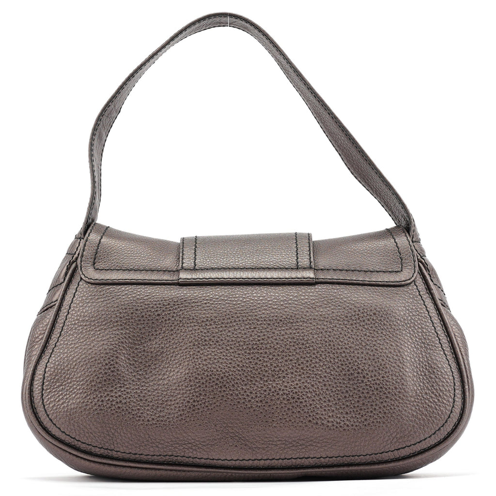 Metallic Brown Leather Belt Shoulder Bag