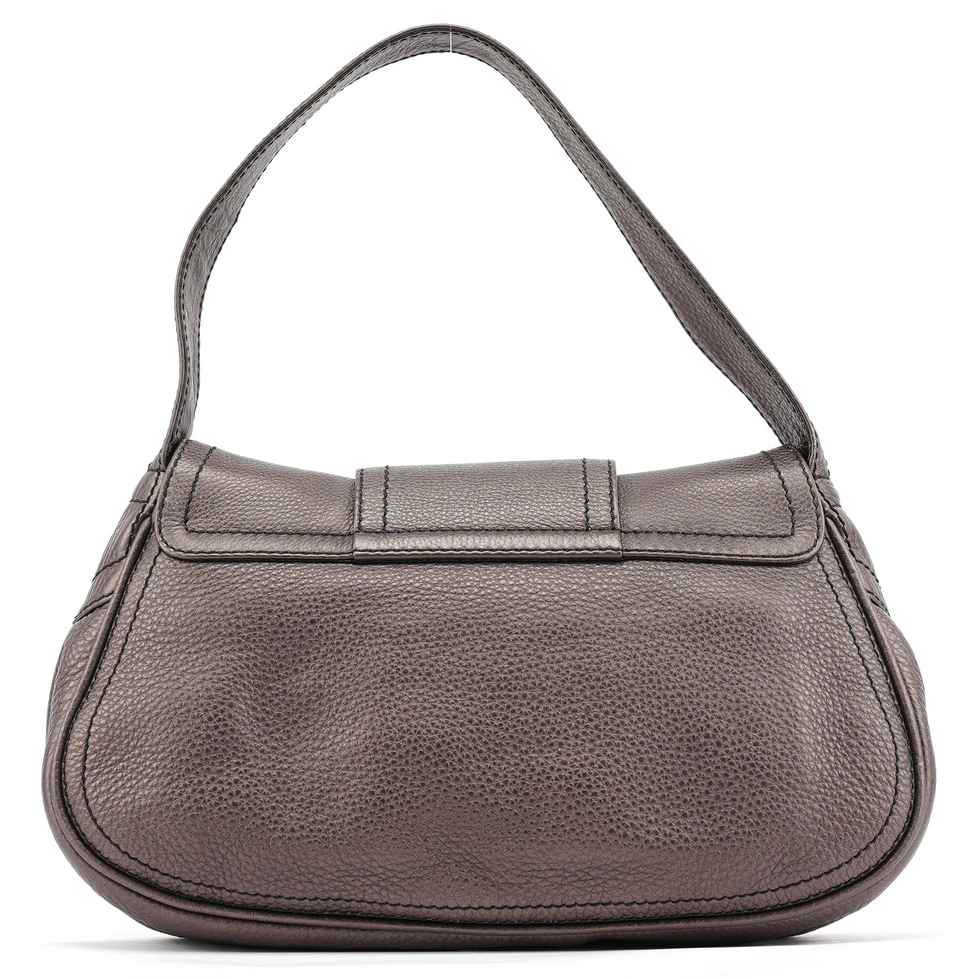 Metallic Brown Leather Belt Shoulder Bag