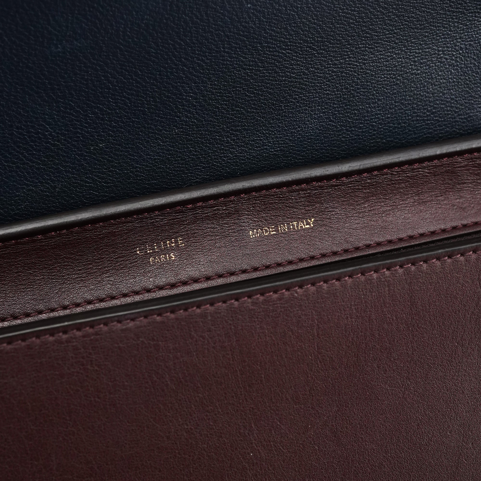 Navy Burgundy Leather Trapeze 2-Way Bag