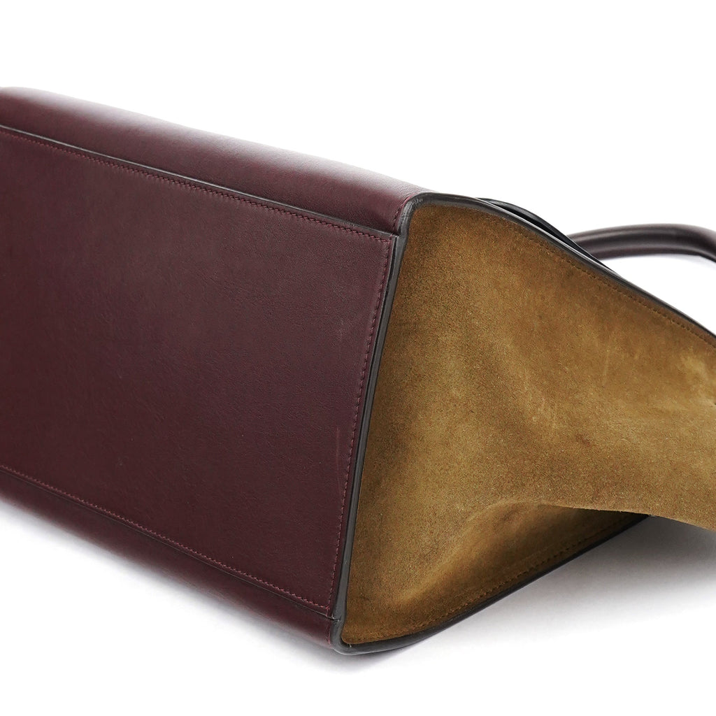 Navy Burgundy Leather Trapeze 2-Way Bag