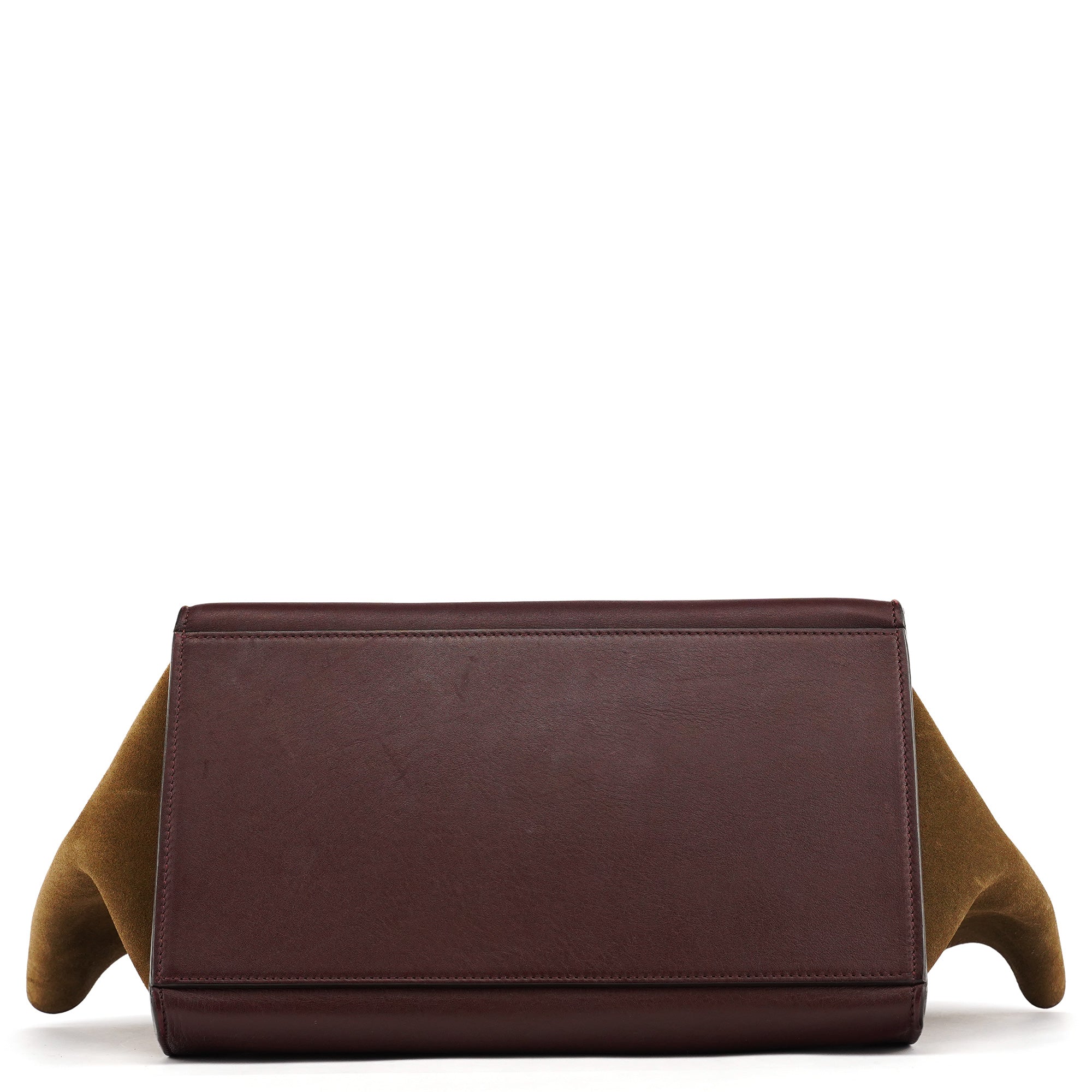 Navy Burgundy Leather Trapeze 2-Way Bag