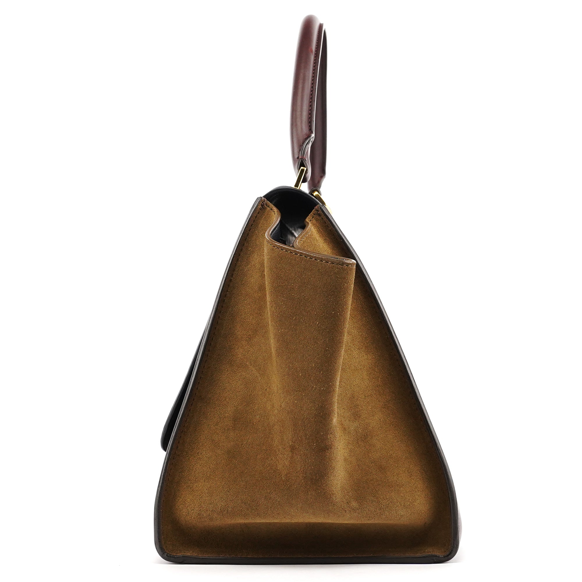 Navy Burgundy Leather Trapeze 2-Way Bag