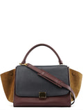 Navy Burgundy Leather Trapeze 2-Way Bag