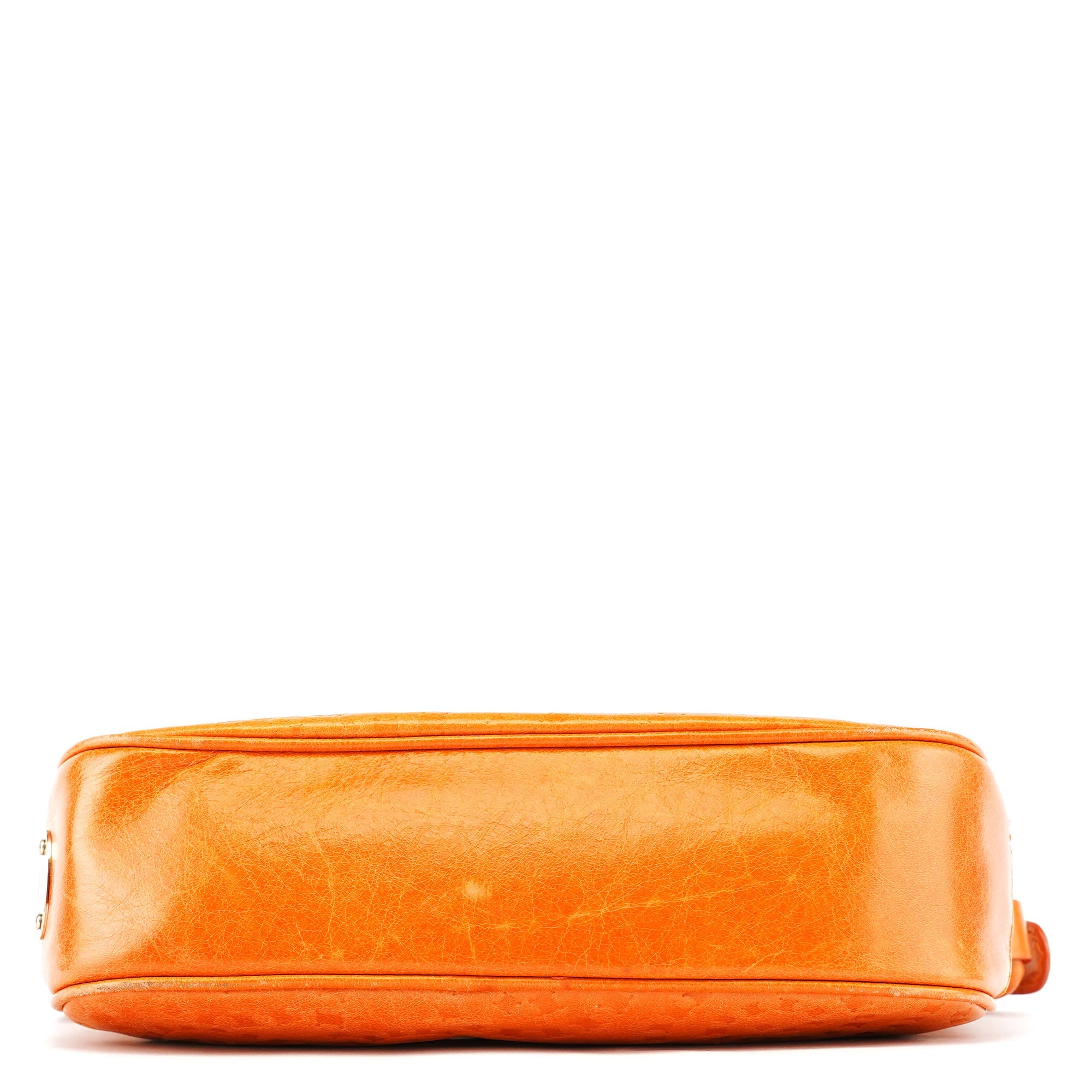 Orange Embossed Leather Shoulder Bag