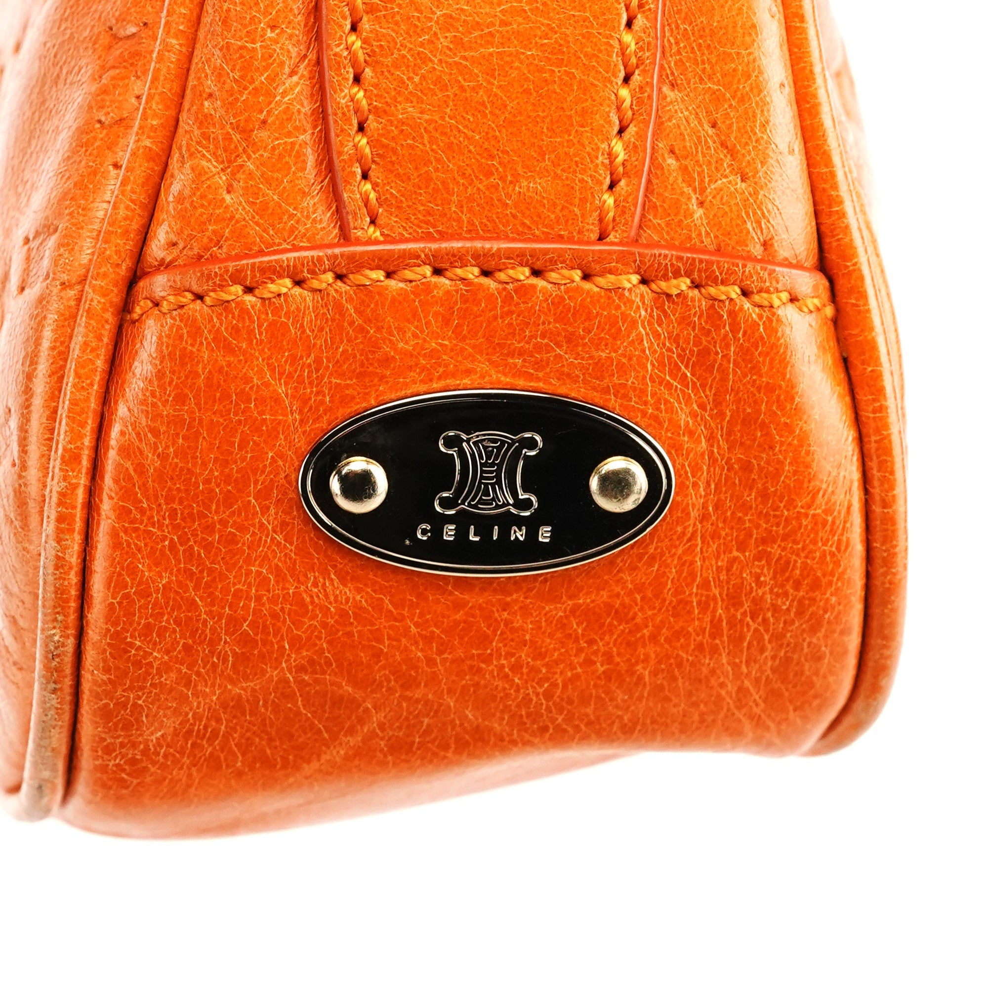 Orange Embossed Leather Shoulder Bag