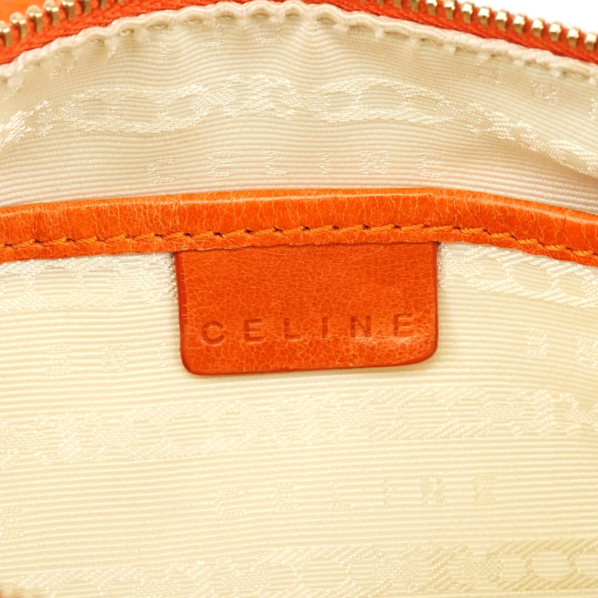 Orange Embossed Leather Shoulder Bag