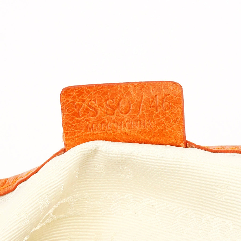 Orange Embossed Leather Shoulder Bag