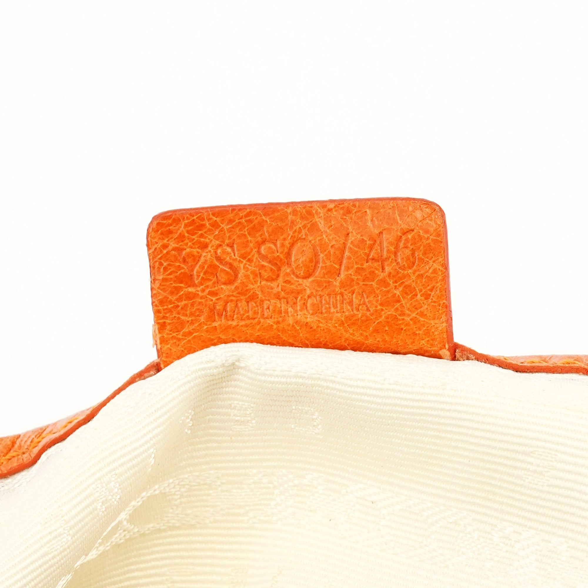 Orange Embossed Leather Shoulder Bag