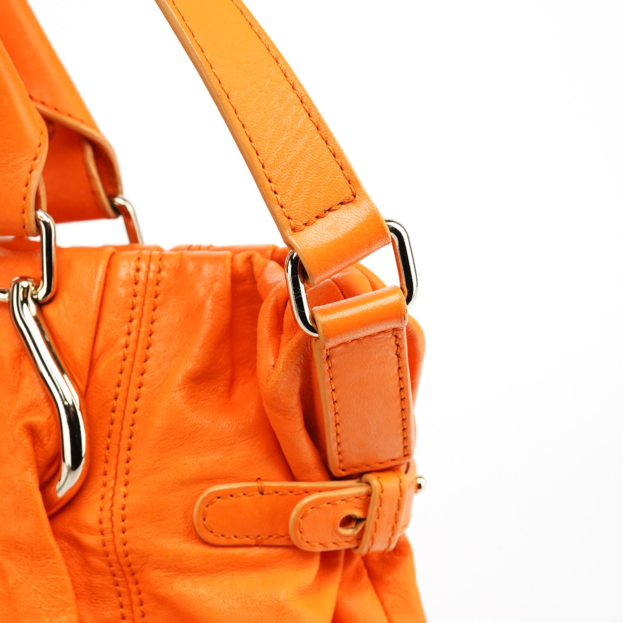 Orange Leather Pillow 2-Way Bag