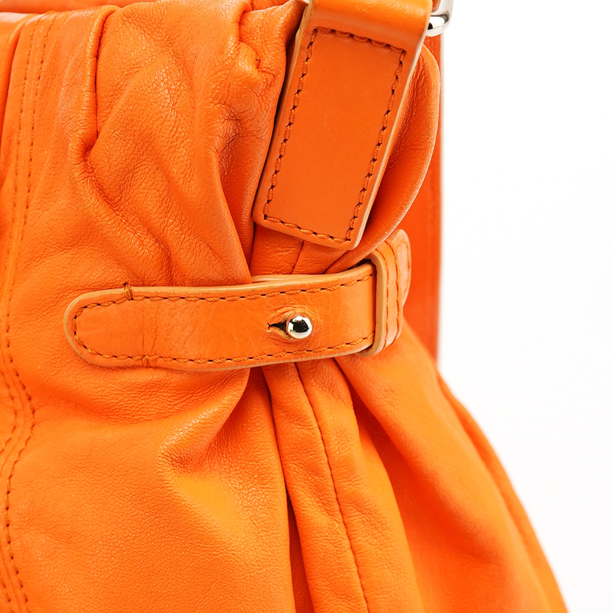 Orange Leather Pillow 2-Way Bag