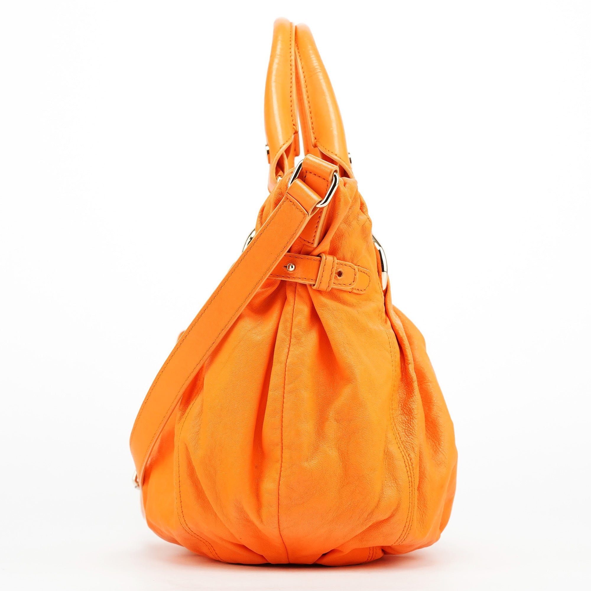 Orange Leather Pillow 2-Way Bag