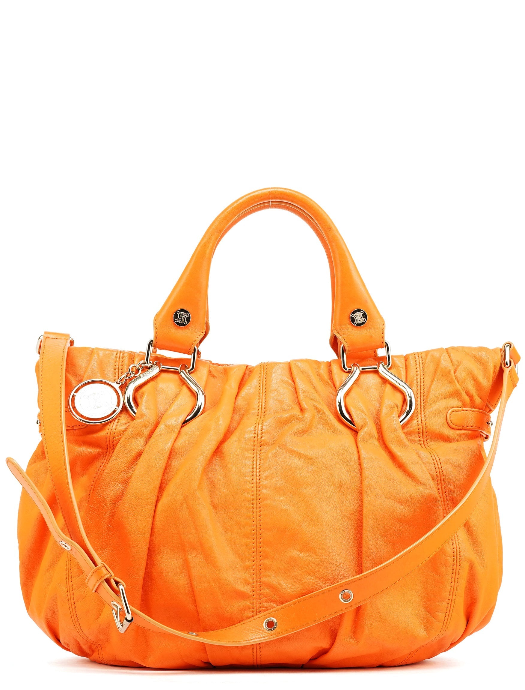 Orange Leather Pillow 2-Way Bag