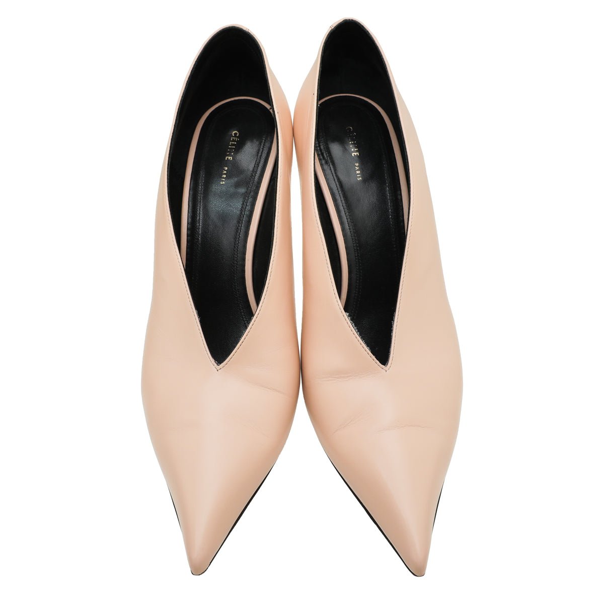 Celine Peach Pointed V Neck Pump 38.5
