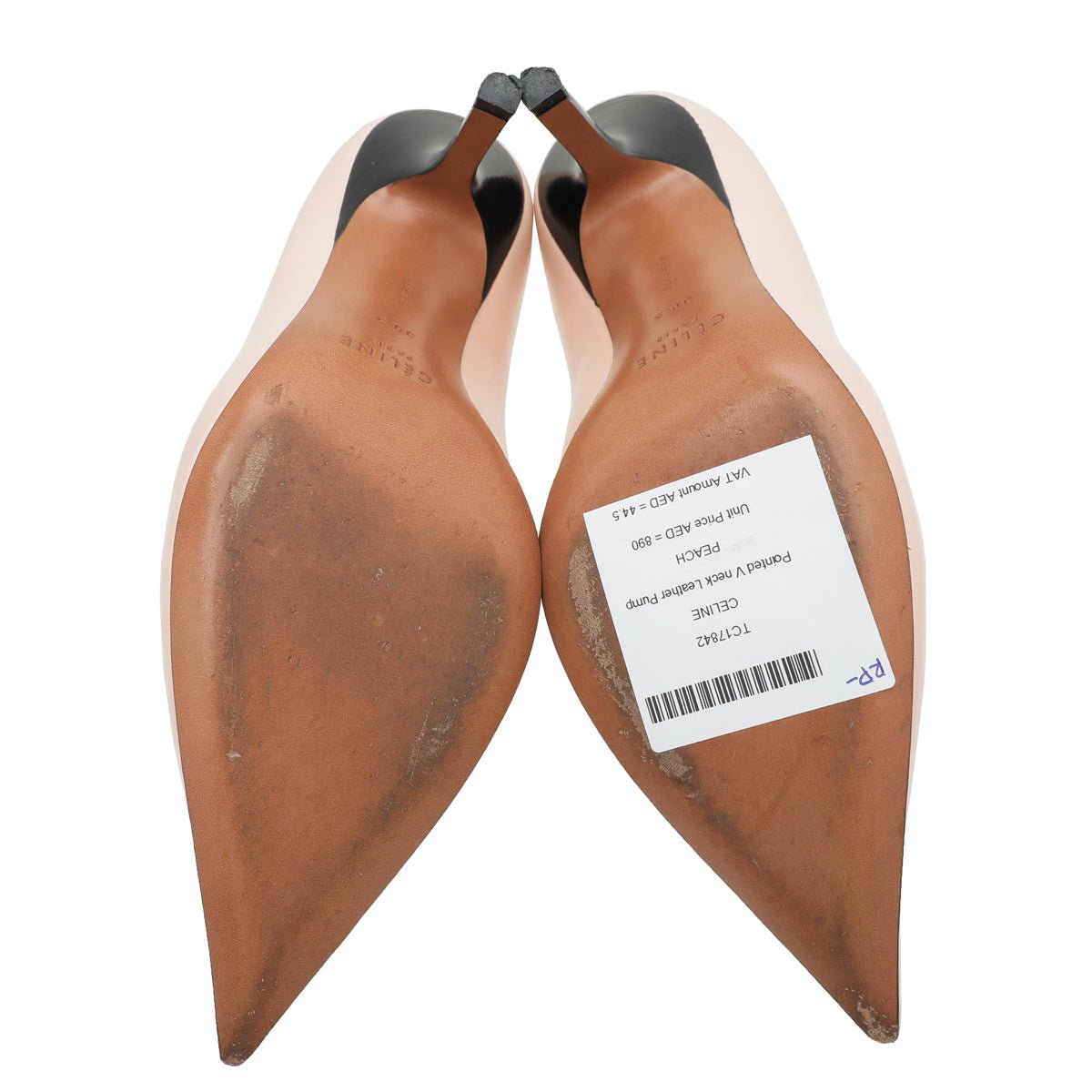 Celine Peach Pointed V Neck Pump 38.5