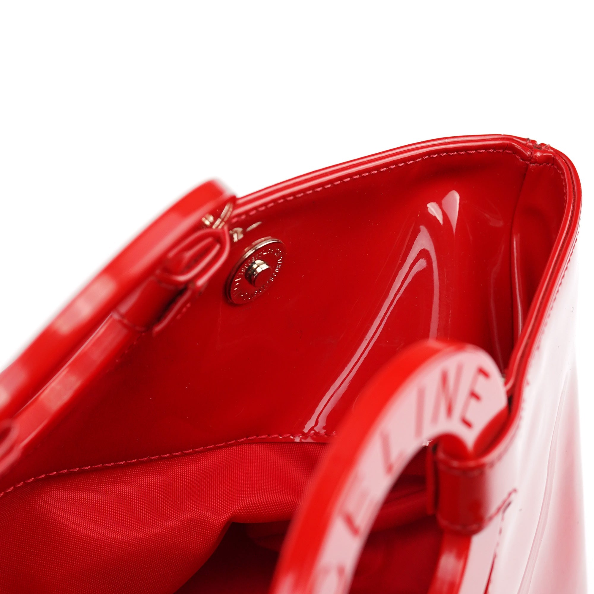 Red Patent Leather Round Handle Bag