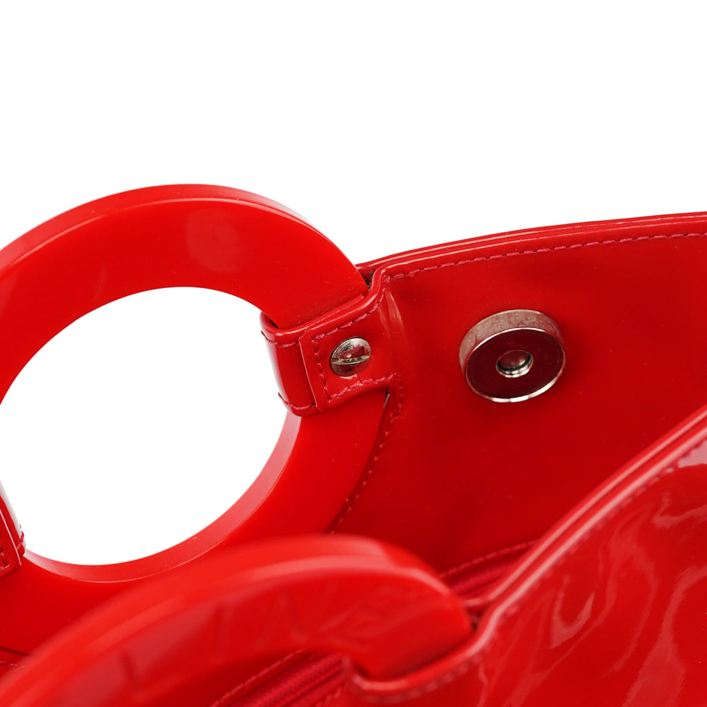 Red Patent Leather Round Handle Bag