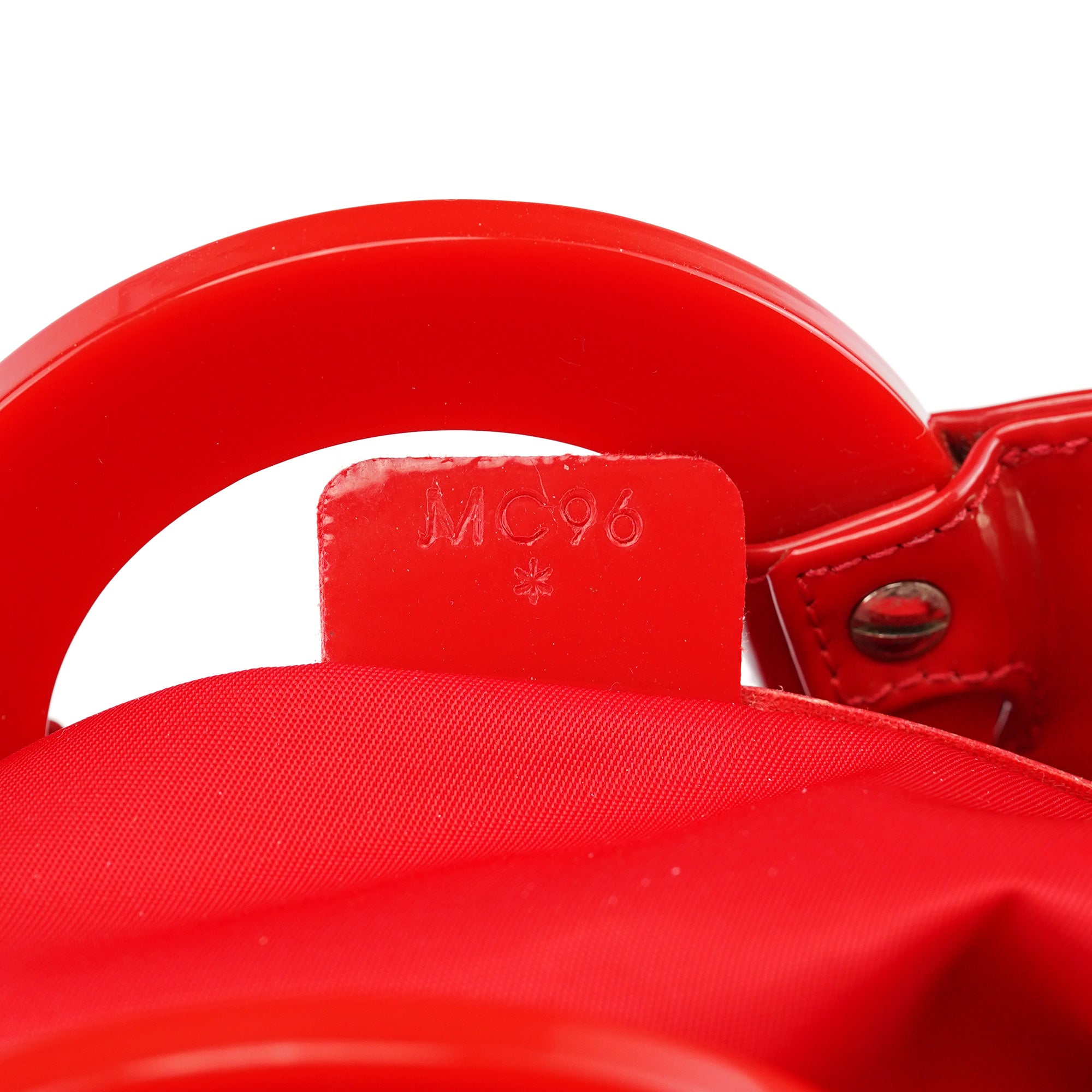 Red Patent Leather Round Handle Bag