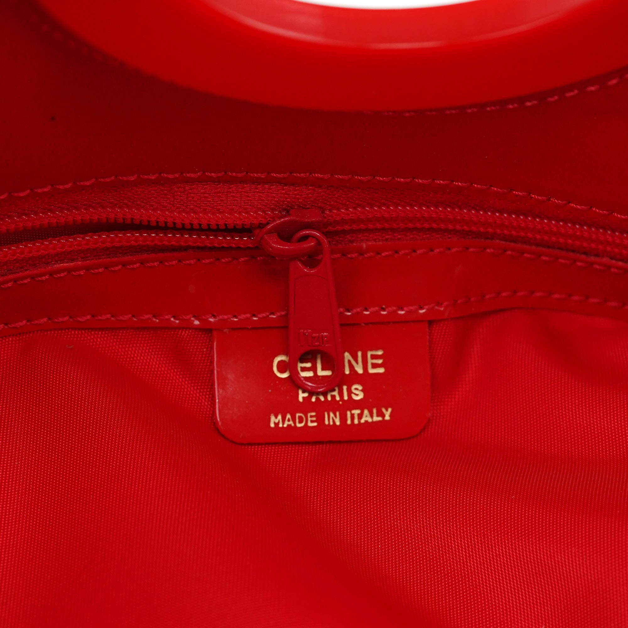 Red Patent Leather Round Handle Bag