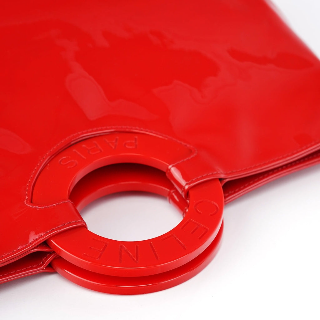 Red Patent Leather Round Handle Bag