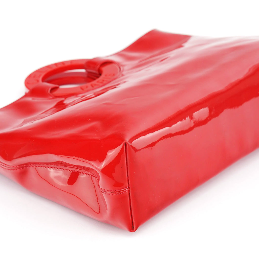 Red Patent Leather Round Handle Bag