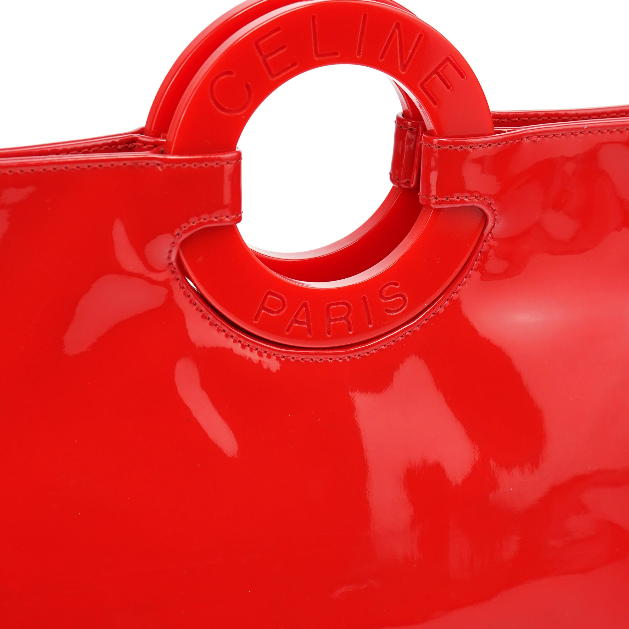 Red Patent Leather Round Handle Bag