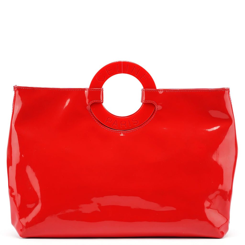 Red Patent Leather Round Handle Bag