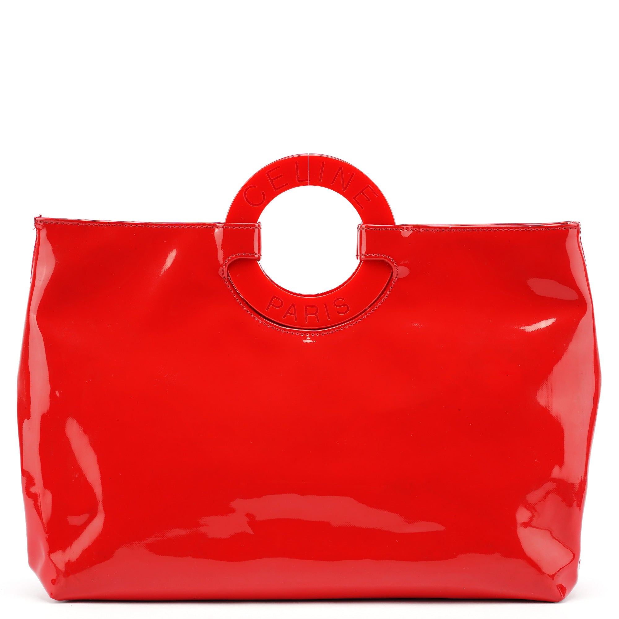 Red Patent Leather Round Handle Bag
