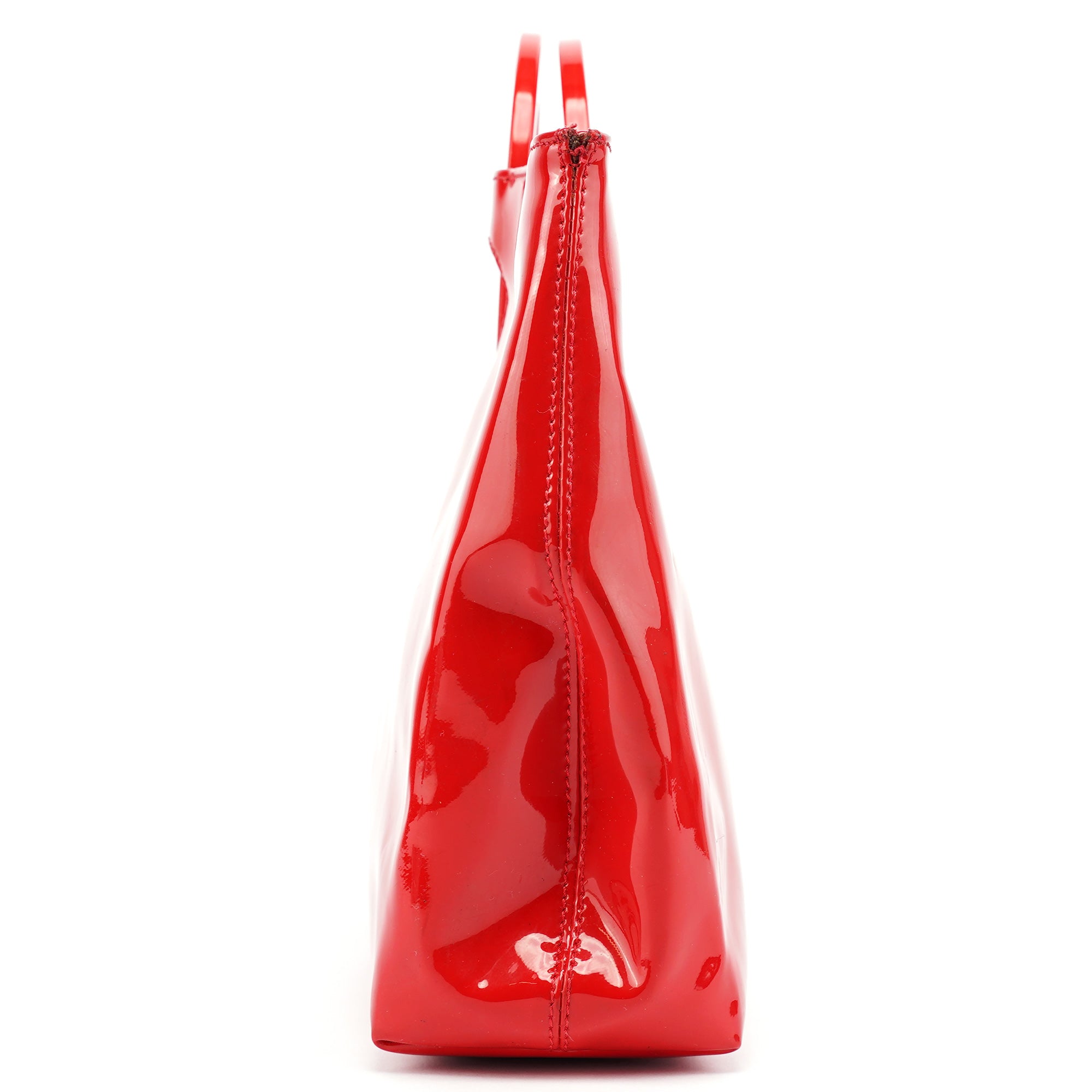 Red Patent Leather Round Handle Bag