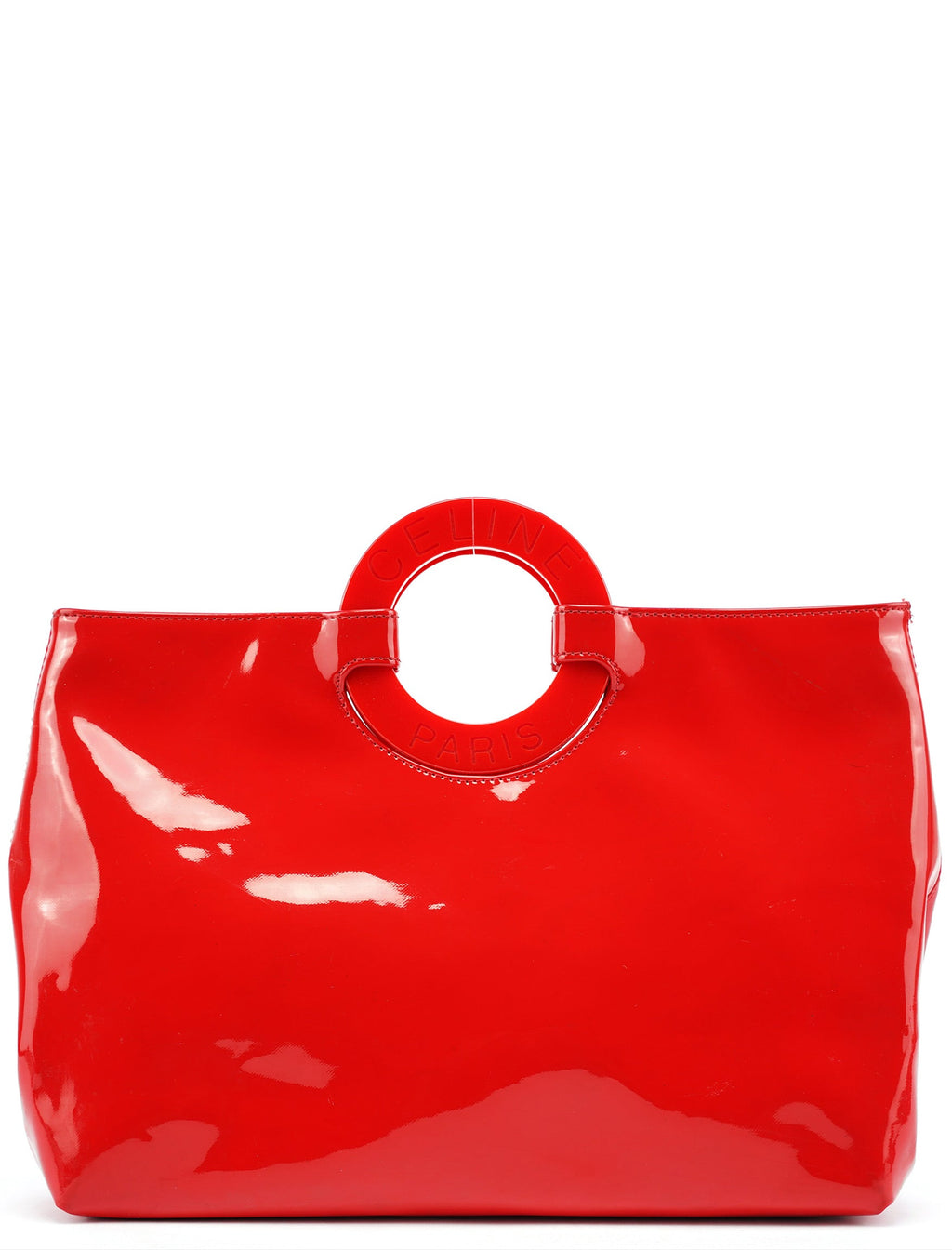 Red Patent Leather Round Handle Bag