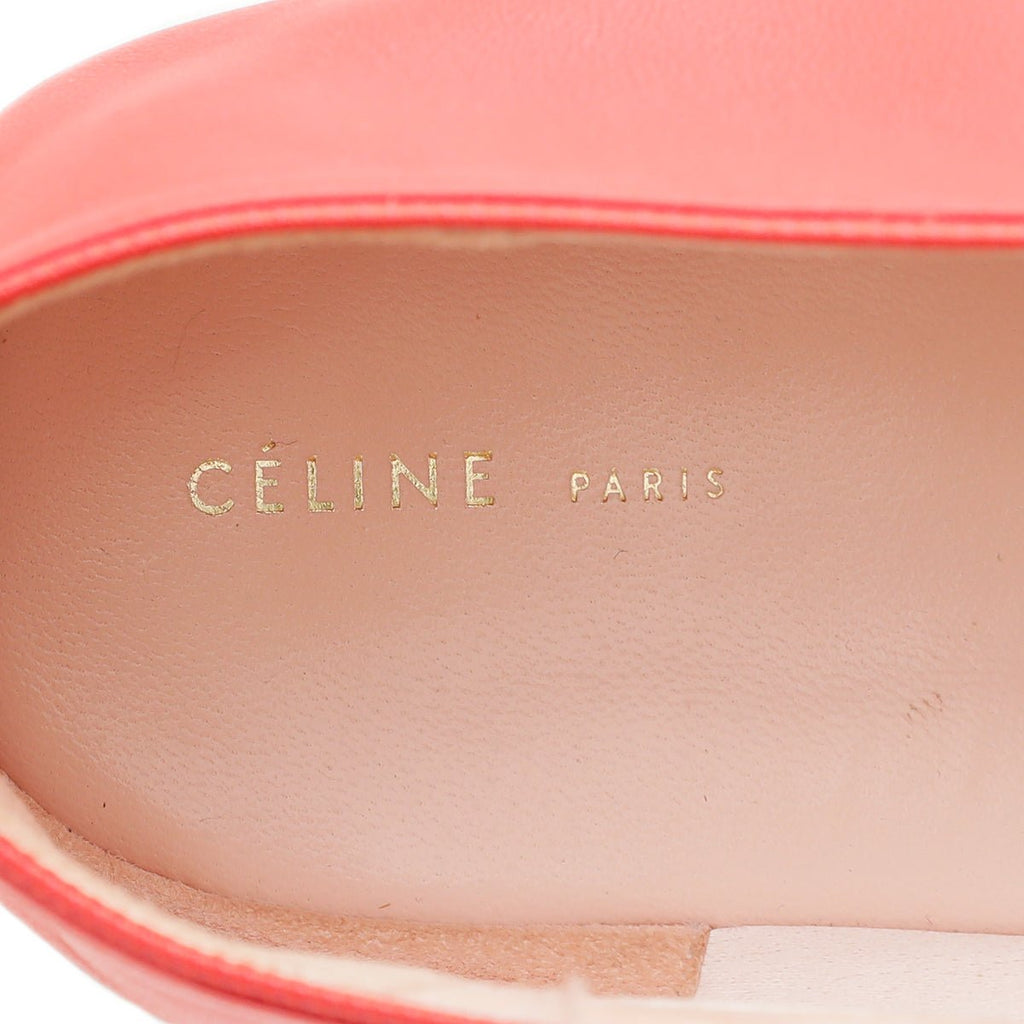 Celine Red Pointed V Neck Flat Ballerina 39