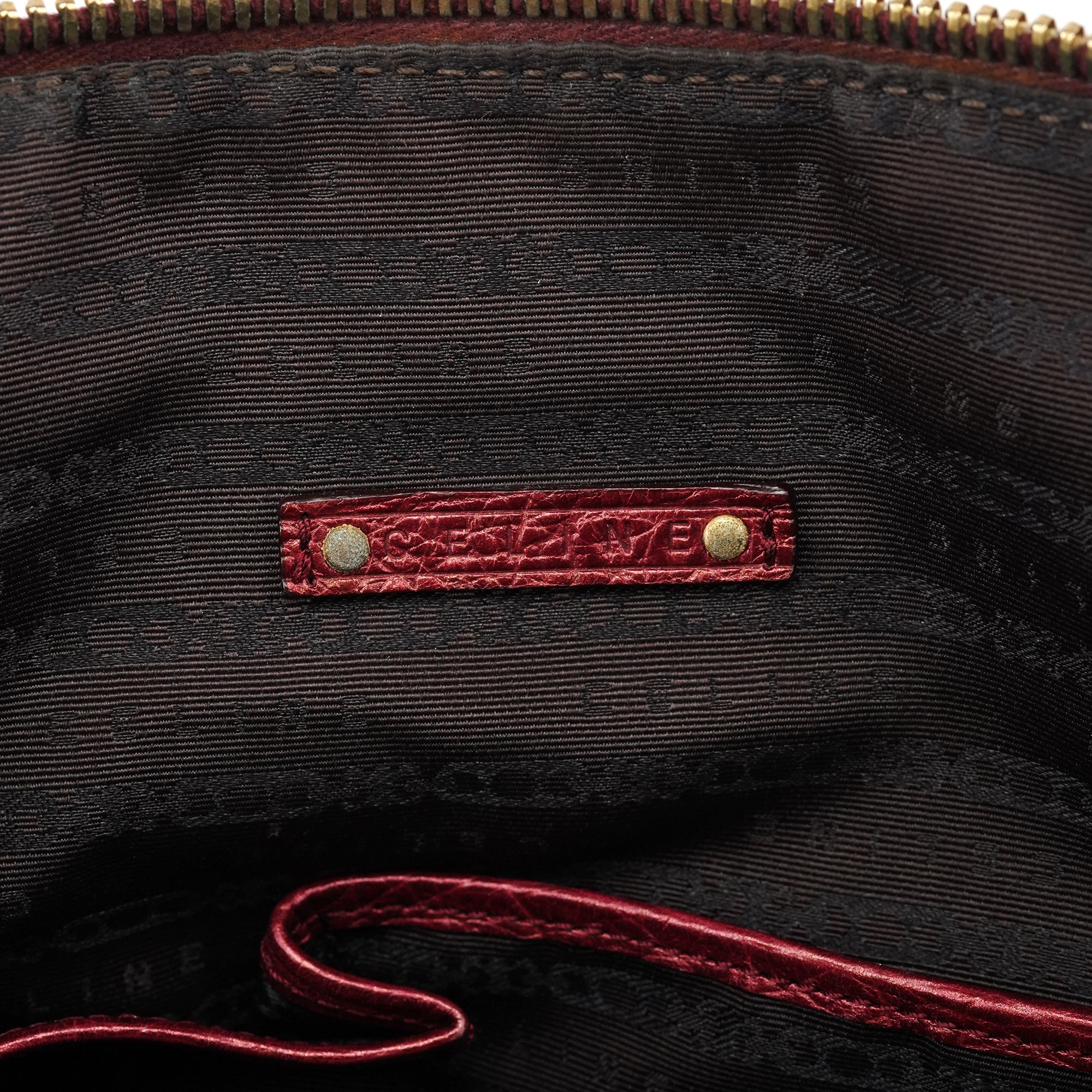 Red Triupmhe Leather Cargo Tote Bag