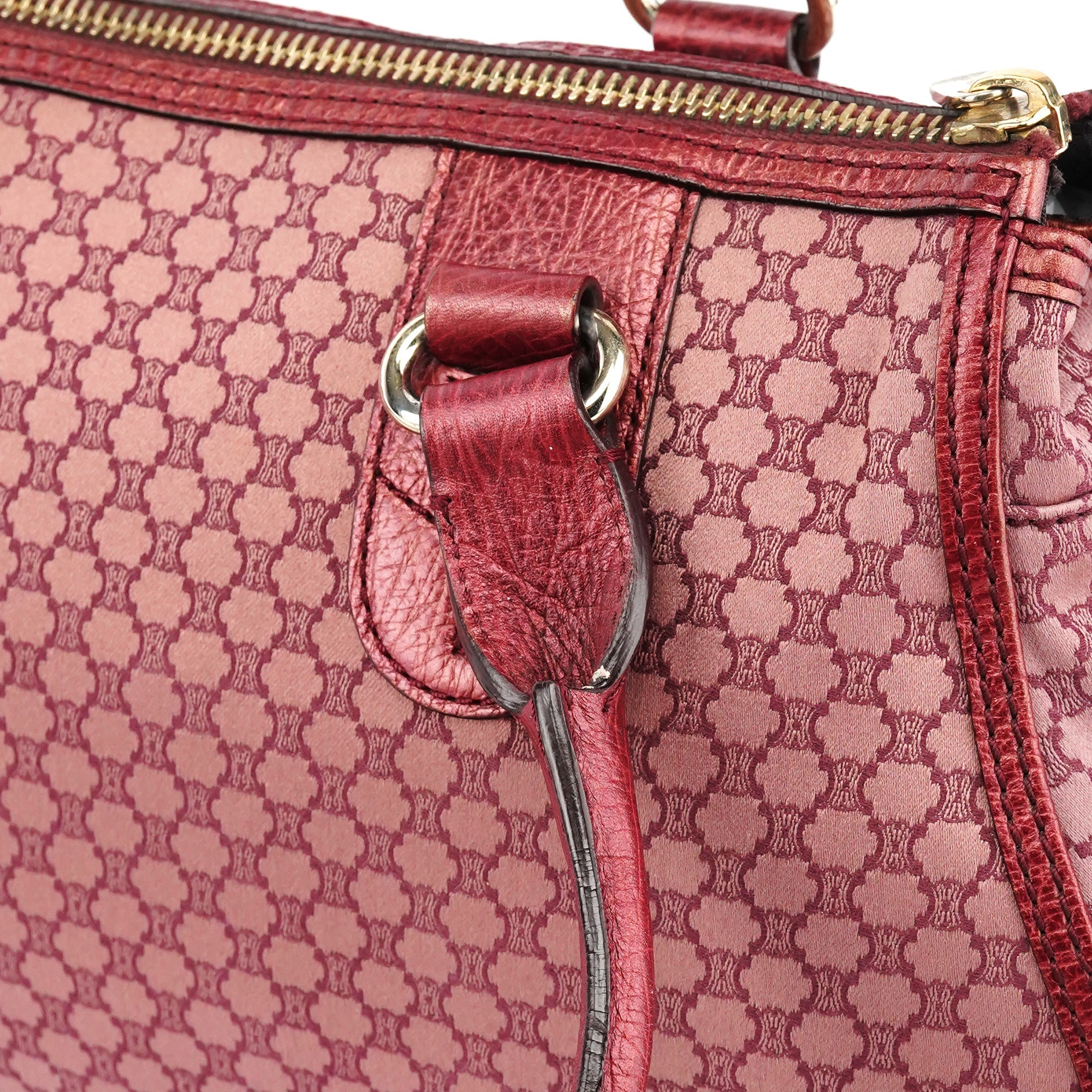 Red Triupmhe Leather Cargo Tote Bag