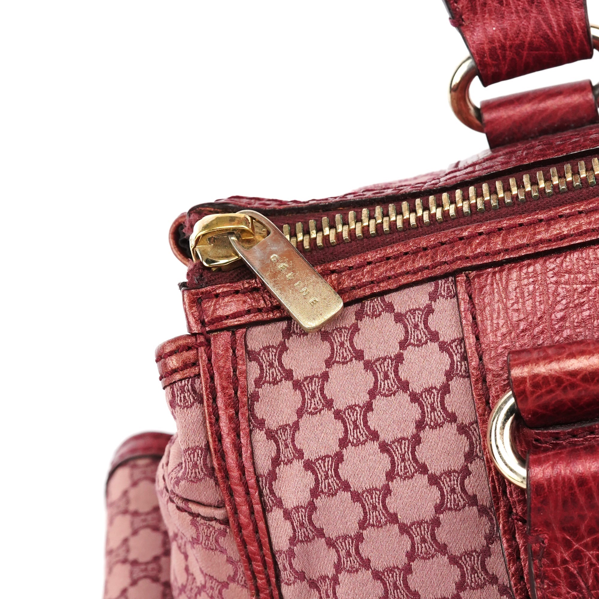 Red Triupmhe Leather Cargo Tote Bag