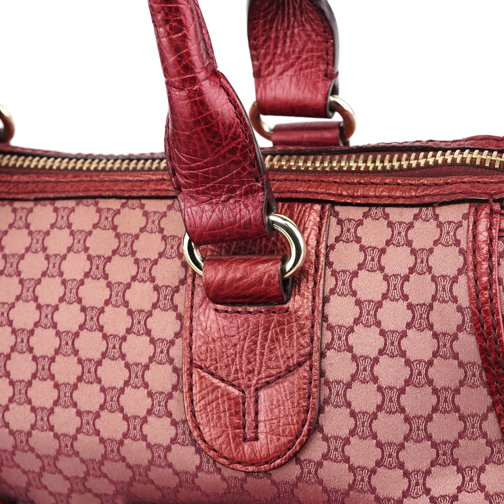 Red Triupmhe Leather Cargo Tote Bag