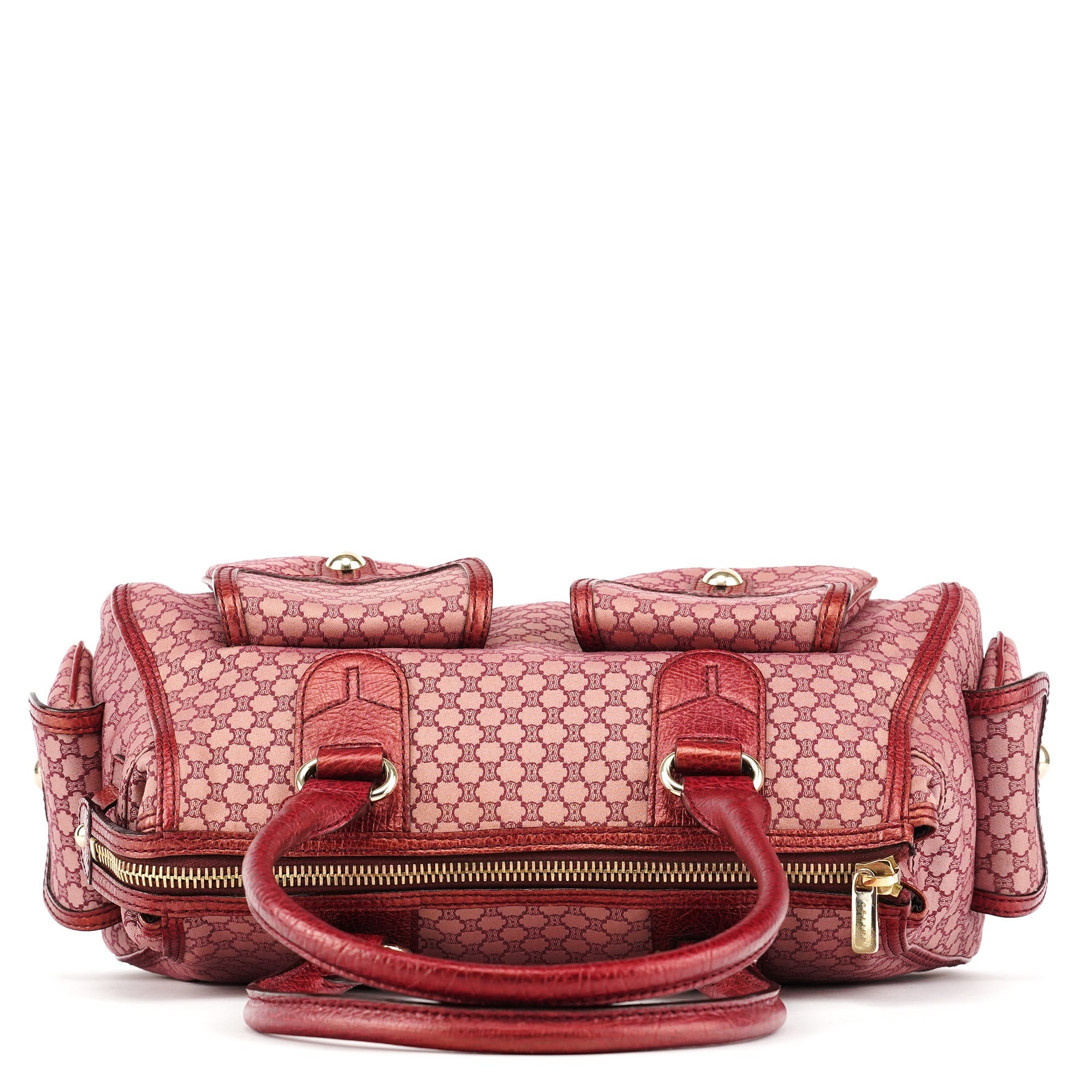 Red Triupmhe Leather Cargo Tote Bag