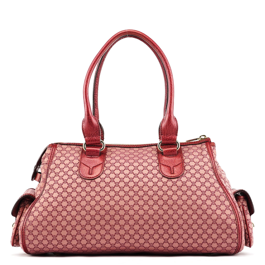 Red Triupmhe Leather Cargo Tote Bag
