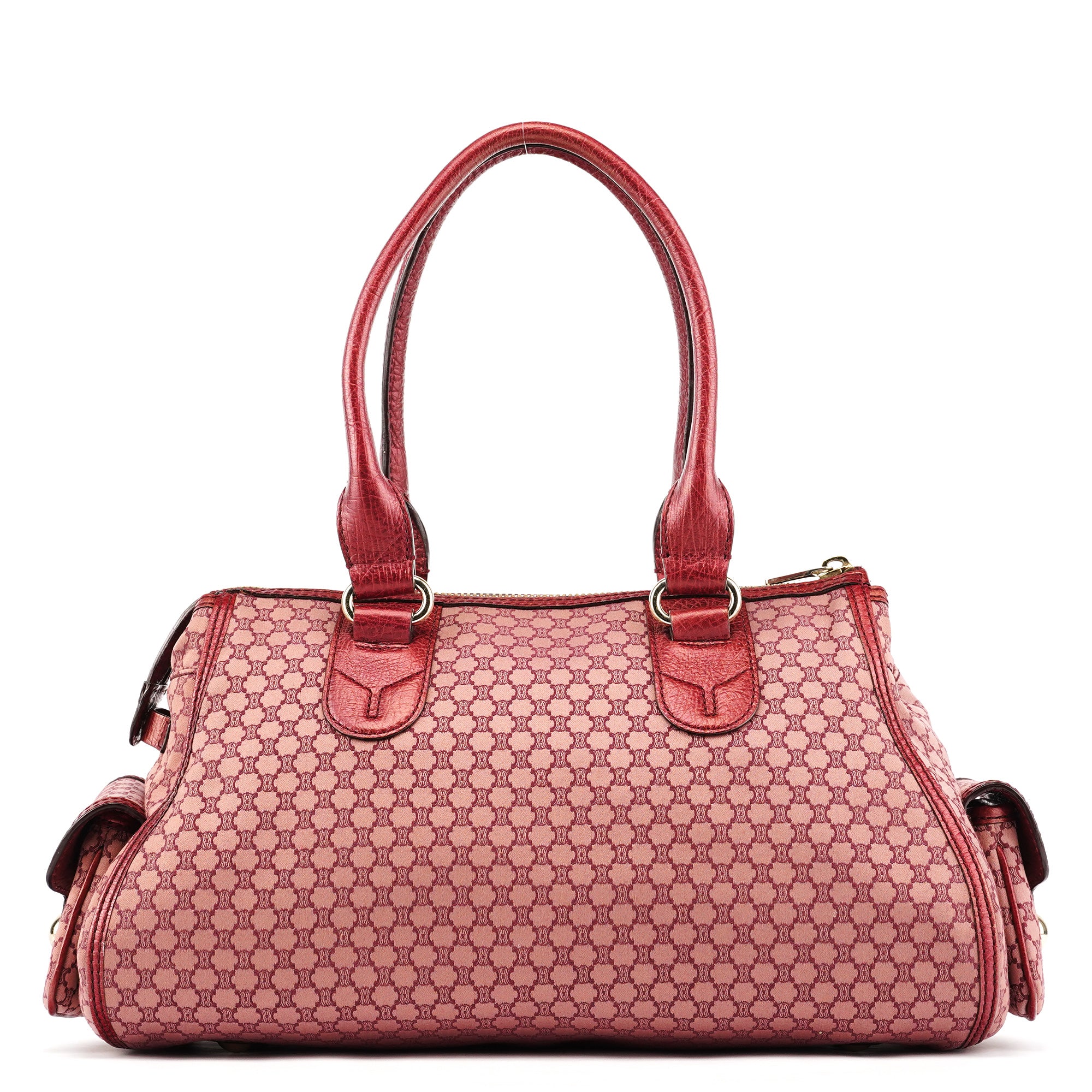 Red Triupmhe Leather Cargo Tote Bag