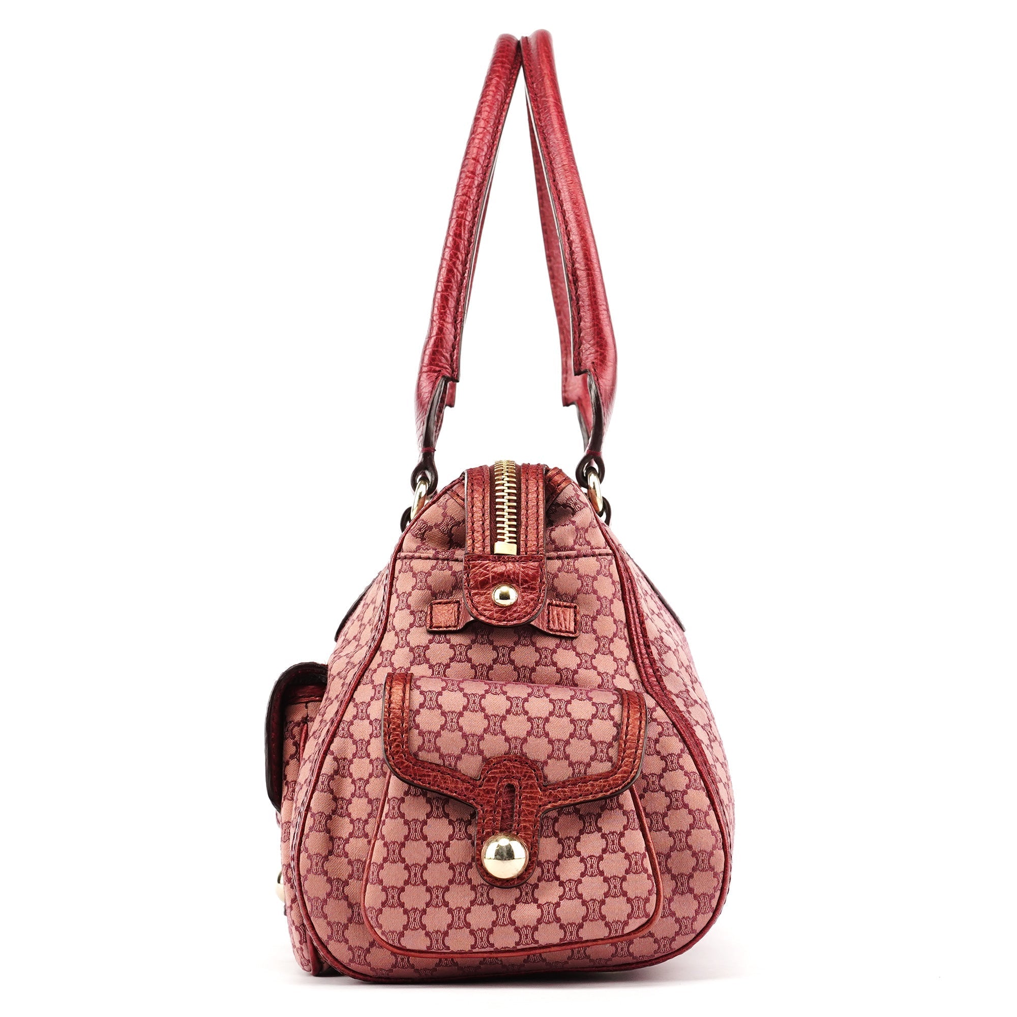 Red Triupmhe Leather Cargo Tote Bag