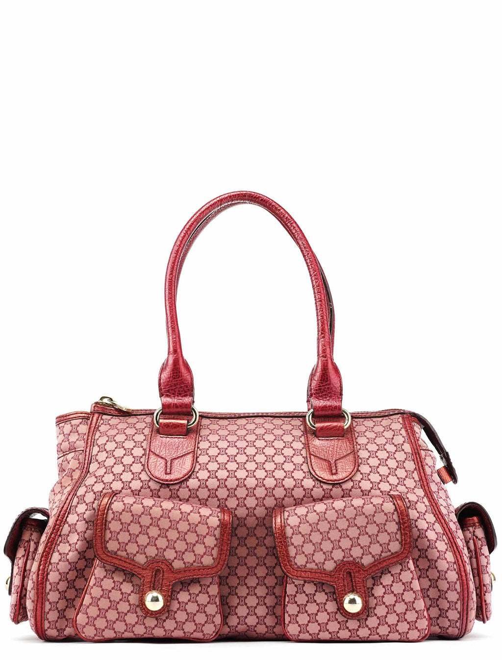 Red Triupmhe Leather Cargo Tote Bag