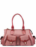 Red Triupmhe Leather Cargo Tote Bag