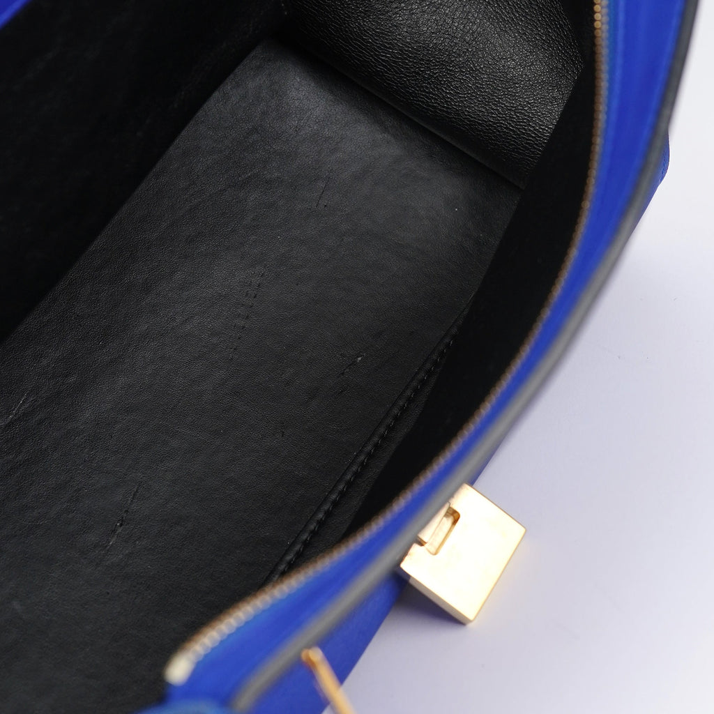Royal Blue Leather Trapeze 2-Way Bag