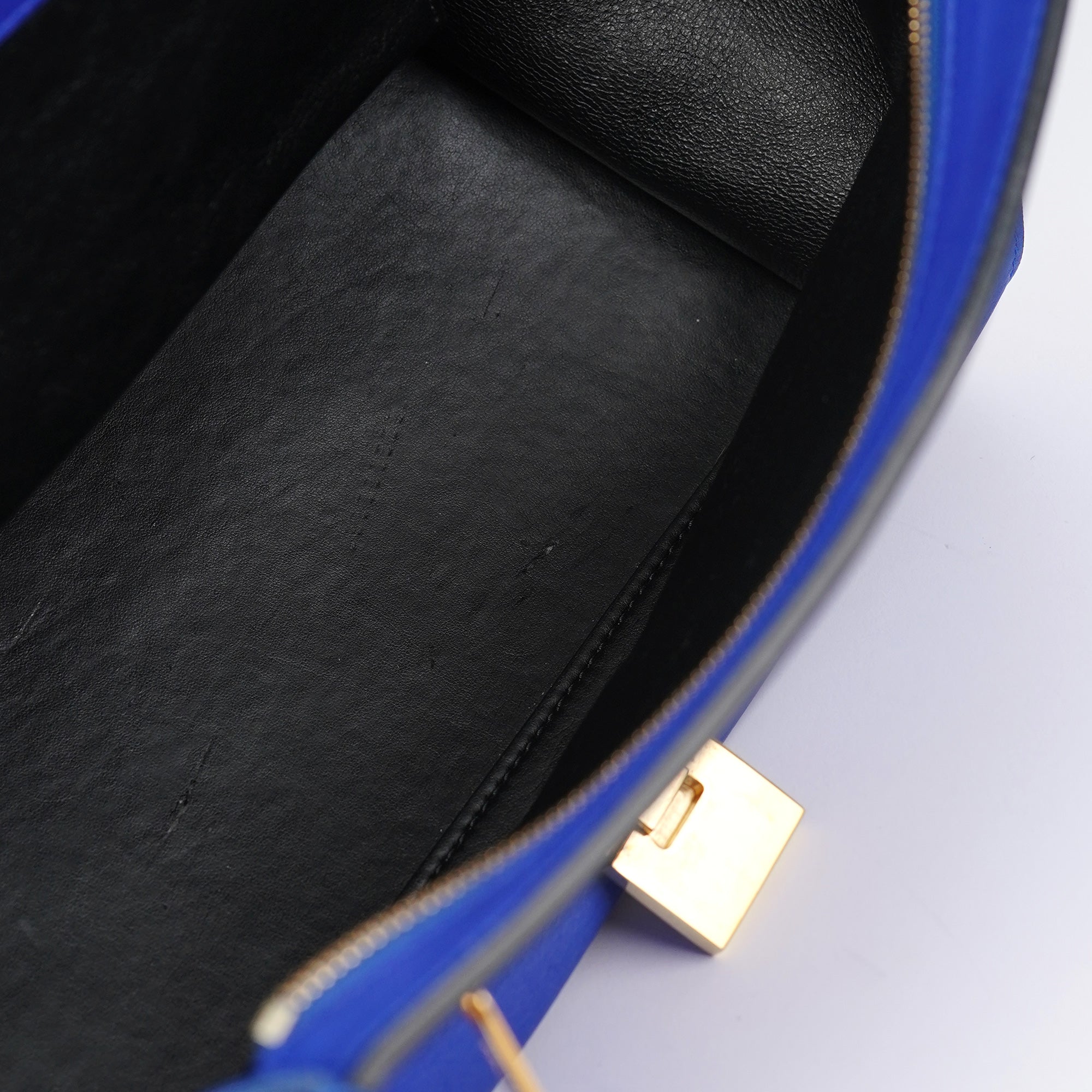 Royal Blue Leather Trapeze 2-Way Bag