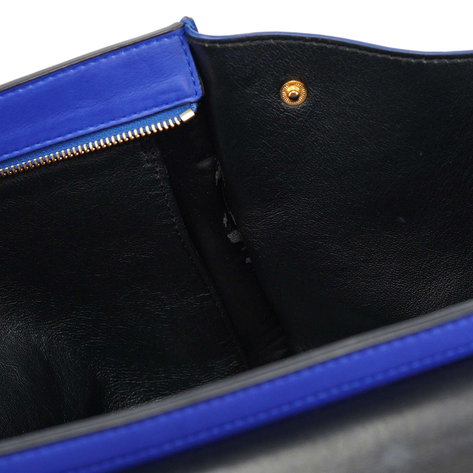 Royal Blue Leather Trapeze 2-Way Bag
